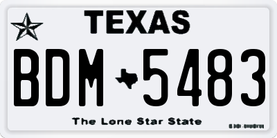 TX license plate BDM5483