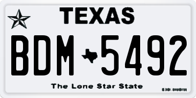 TX license plate BDM5492