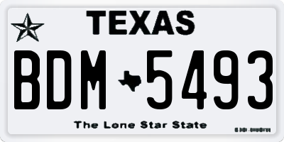 TX license plate BDM5493