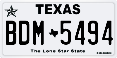 TX license plate BDM5494