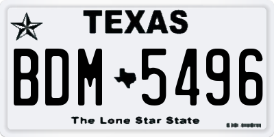 TX license plate BDM5496