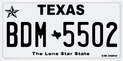 TX license plate BDM5502
