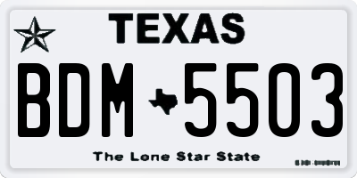 TX license plate BDM5503