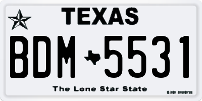 TX license plate BDM5531