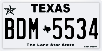 TX license plate BDM5534