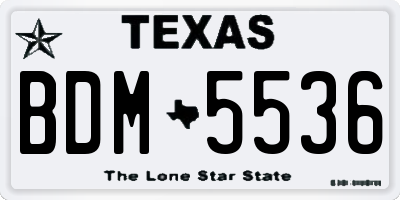 TX license plate BDM5536
