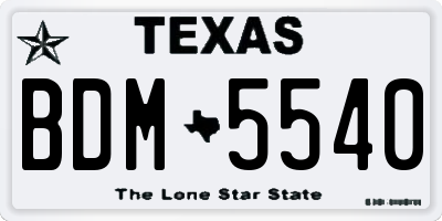 TX license plate BDM5540