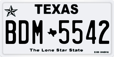 TX license plate BDM5542