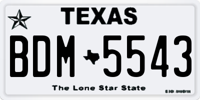 TX license plate BDM5543