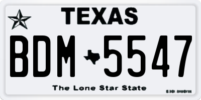 TX license plate BDM5547