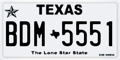 TX license plate BDM5551