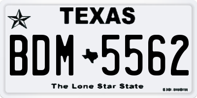 TX license plate BDM5562