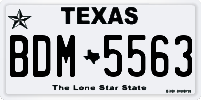 TX license plate BDM5563
