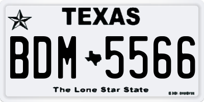 TX license plate BDM5566