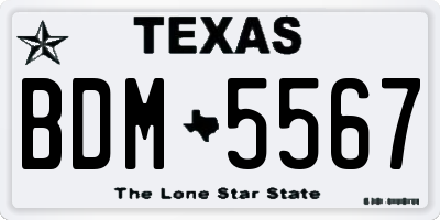 TX license plate BDM5567