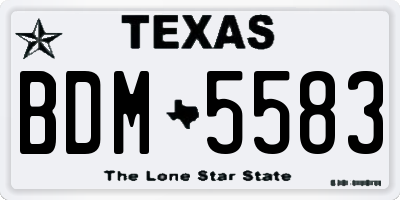 TX license plate BDM5583