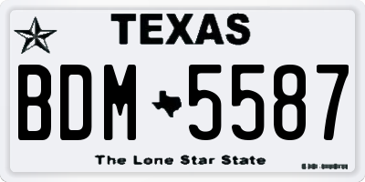 TX license plate BDM5587