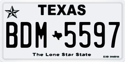 TX license plate BDM5597