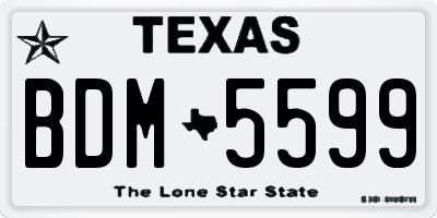 TX license plate BDM5599