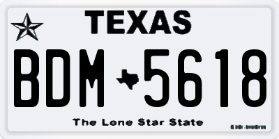 TX license plate BDM5618