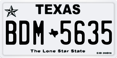 TX license plate BDM5635