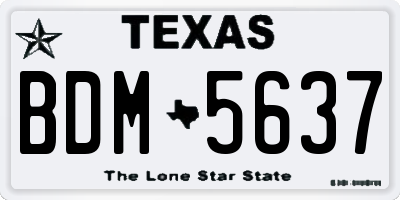 TX license plate BDM5637