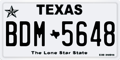 TX license plate BDM5648