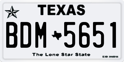 TX license plate BDM5651