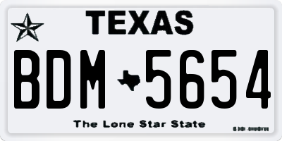 TX license plate BDM5654