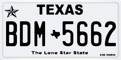 TX license plate BDM5662