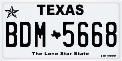 TX license plate BDM5668
