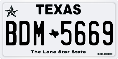 TX license plate BDM5669