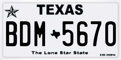 TX license plate BDM5670