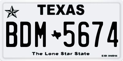 TX license plate BDM5674
