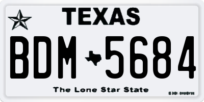 TX license plate BDM5684