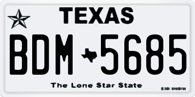 TX license plate BDM5685