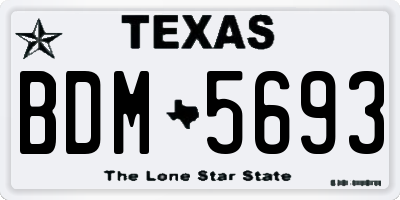 TX license plate BDM5693