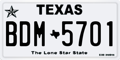 TX license plate BDM5701