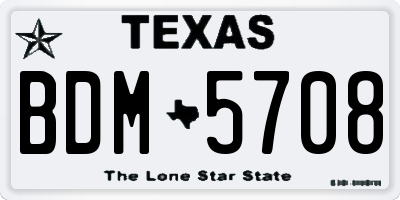 TX license plate BDM5708
