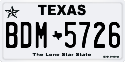 TX license plate BDM5726