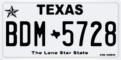 TX license plate BDM5728
