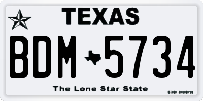TX license plate BDM5734
