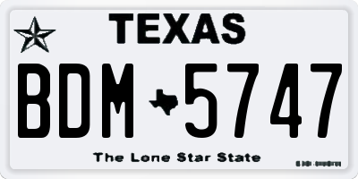 TX license plate BDM5747
