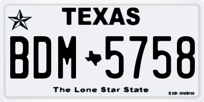 TX license plate BDM5758