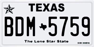 TX license plate BDM5759