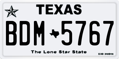 TX license plate BDM5767