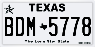 TX license plate BDM5778