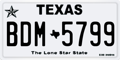 TX license plate BDM5799
