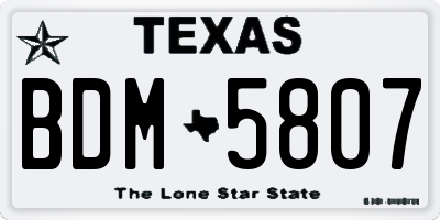 TX license plate BDM5807
