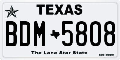 TX license plate BDM5808